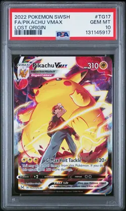 2022 POKEMON SWORD & SHIELD LOST ORIGIN #TG17 FULL ART/PIKACHU VMAX PSA 10 - Image 1