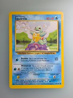 Squirtle 63/102 NM Base Set Unlimited Pokemon - Image 1
