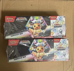 LOT OF 2 - Pokemon Prismatic Evolutions Surprise Box & Booster Bundle Sams Club - Image 1