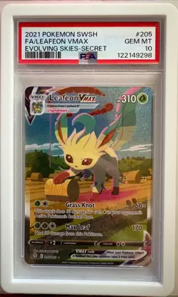 Pokemon Leafeon VMAX Evolving Skies Secret Rare Full Alt Art #205 PSA 10 - Image 1