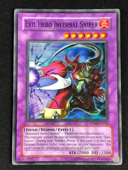 YUGIOH EVIL HERO INFERNAL SNIPER DP06-EN012 SUPER NM - Image 1