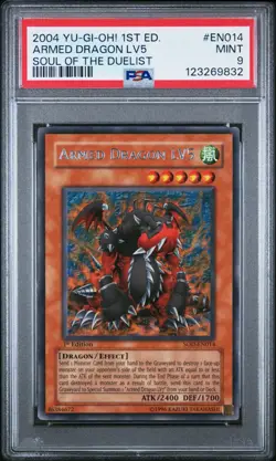 2004 YU-GI-OH! SOD-SOUL OF THE DUELIST EN014 ARMED DRAGON LV5 1ST EDITION PSA 9 - Image 1