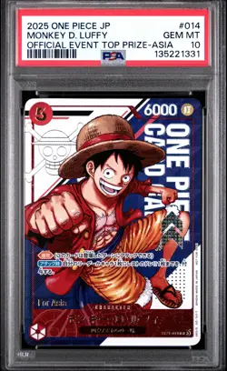 2025 ONE PIECE JPN PROMOS OFFICIAL EVENT TOP PRIZE-ASIA MONKEY D. LUFFY PSA 10 - Image 1