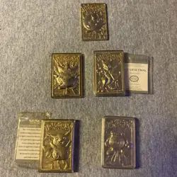 Lot 5 Burger King Gold Pokemon Card Lot - 23 K GF Metal-Mewtwo, Pikachu, Polish - Image 1