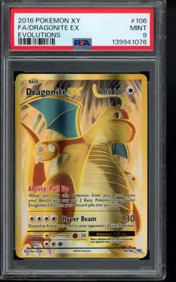 2016 Dragonite EX (Full Art) 106/108 Evolutions Holo PSA 9 Pokemon - Image 1