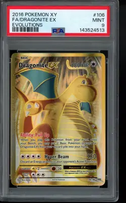 2016 Dragonite EX (Full Art) 106/108 Evolutions Holo PSA 9 Pokemon - Image 1