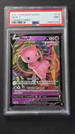 PSA 9 Mew V 113/264 Fusion Strike Ultra Rare Pokemon 2021 - Image 1