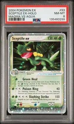 2004 POKEMON EX TEAM MAGMA VS TEAM AQUA #93 SCEPTILE EX-HOLO PSA 8 - Image 1