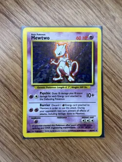 Pokemon TCG Mewtwo Base Set 10/102 Holo Unlimited Holo Rare MP - Image 1