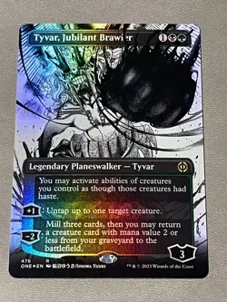 MTG Tyvar, Jubilant Brawler Borderless Step-and-Compleat Foil Phyrexia (ONE) NM - Image 1