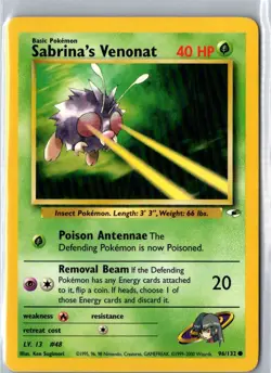SABRINA'S VENONAT 96/132 COMMON GYM HEROES POKEMON MP - Image 1