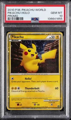 2010 POKEMON WORLD COLL PIKACHU-HOLO PSA 10 - Image 1