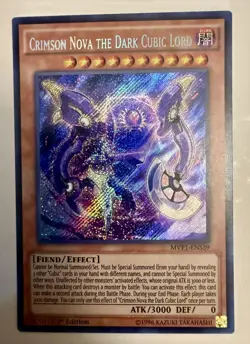 Yugioh Crimson Nova the Dark Cubic Lord MVP1-ENS39 Secret Rare 1st Ed LP - Image 1