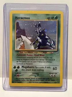 Pokemon 2000 Neo Genesis Set “Heracross” 6/111 Holo Card w / Protective Sleeves - Image 1