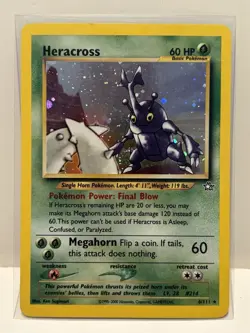 Pokemon 2000 Neo Genesis Set “Heracross” 6/111 Holo Card w / Protective Sleeves - Image 2