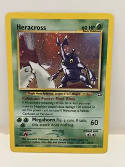 Pokemon 2000 Neo Genesis Set “Heracross” 6/111 Holo Card w / Protective Sleeves - Image 3