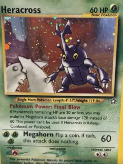 Pokemon 2000 Neo Genesis Set “Heracross” 6/111 Holo Card w / Protective Sleeves - Image 4