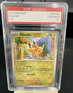 PIKACHU 2024 Holo #018/091 Pokemon Card GRADED 10 TCG CCG - Image 1