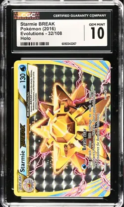 CGC 10 GEM MINT Starmie BREAK 32/108 XY Evolutions Holo Rare Pokemon Card - Image 1
