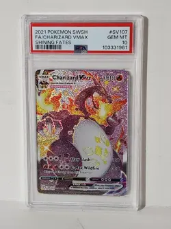 2021 Pokemon Charizard VMAX Shining Fates PSA 10 GEM MINT #SV107 Full Art - Image 1