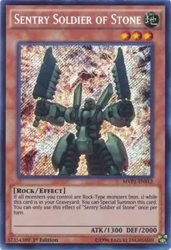 Yugioh! LP Sentry Soldier of Stone - MVP1-ENS12 - Secret Rare - 1st Edition Ligh - Image 1