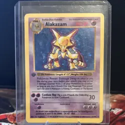Pokemon Alakazam Base Set Shadowless 1st Edition Holo Rare Card 001/102 - Image 1
