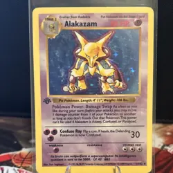 Pokemon Alakazam Base Set Shadowless 1st Edition Holo Rare Card 001/102 - Image 3