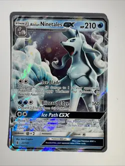 Pokemon TCG Alolan Ninetales GX 22/145 Guardians Rising Sun & Moon Card NM - Image 1