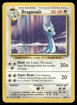 Pokemon Cards Dragonair 18/102 UNLIMITED Base Set Rare LP - Image 1
