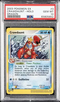 2003 POKEMON EX DRAGON #3 CRAWDAUNT-HOLO PSA 10 - Image 1