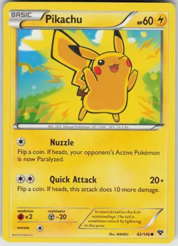 Pikachu Common XY Base Set 42/146 Pokemon - Image 1