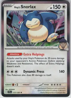 Hop's Snorlax Holo 117/159 Rare SV09: Journey Together Pokemon - Image 1