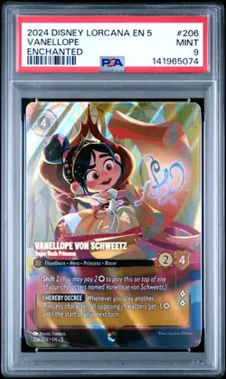 Disney Lorcana Vanellope Von Schweetz Sugar Rush Princess #206 Enchanted PSA 9 - Image 1