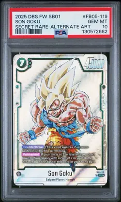 Dragon Ball Super Card Game Son Goku Secret Rare Alt Art FB05-119 PSA 10 - Image 1