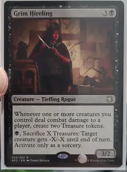 Grim Hireling Rare Magic Commander Forgotten Realms Black Creature Rogue - Image 1