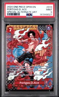 2024 ONE PIECE OP08-TWO LEGENDS SPECIAL ALTERNATE ART #013 PORTGAS D. ACE PSA 9 - Image 1