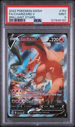 Charizard V Alt Full Art 154/172 Pokemon Cards Brilliant Stars PSA 9 MINT - Image 1