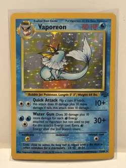 1999 Pokemon Jungle Set “Vaporeon” Holo Foil Card #12/64 w/ 2 Protective Sleeves - Image 2