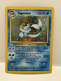 1999 Pokemon Jungle Set “Vaporeon” Holo Foil Card #12/64 w/ 2 Protective Sleeves - Image 3
