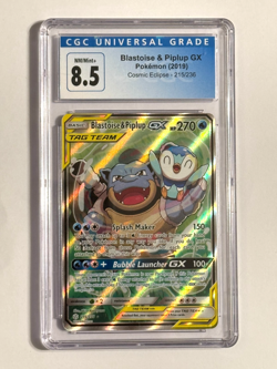 Pokemon Blastoise & Piplup GX Alternate Full Art Ultra Rare Card 215/236 8.5 CGC - Image 1