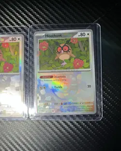Pokemon Prismatic Evolutions Hoothoot Masterball Reverse Holo Card 077/131 x2 - Image 3