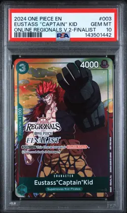 One Piece TCG Eustass"Captain"Kid P-003 Online Regional Finalist PSA 10 Graded - Image 1