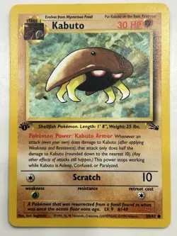Pokemon Card 1st Edition Kabuto 50/62 Fossil Regular - Image 4