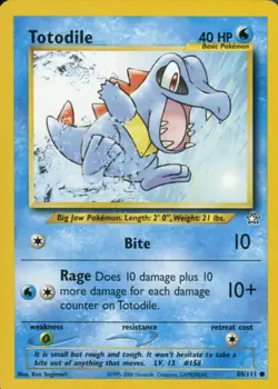 Totodile 80/111 Neo Genesis Set Unlimited Pokemon Card - Image 1