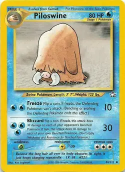 Piloswine 44/111 Neo Genesis Set Unlimited Pokemon Card - Image 1