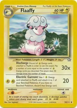 Flaaffy 34/111 Neo Genesis Set Unlimited Pokemon Card - Image 1