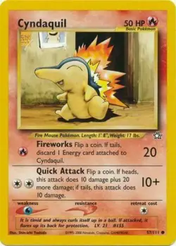 Cyndaquil 57/111 Neo Genesis Set Unlimited Pokemon Card - Image 1