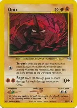 Onix 69/111 Neo Genesis Set Unlimited Pokemon Card - Image 1