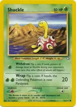 Shuckle 72/111 Neo Genesis Set Unlimited Pokemon Card - Image 1