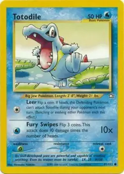 Totodile 81/111 Neo Genesis Set Unlimited Pokemon Card - Image 1
